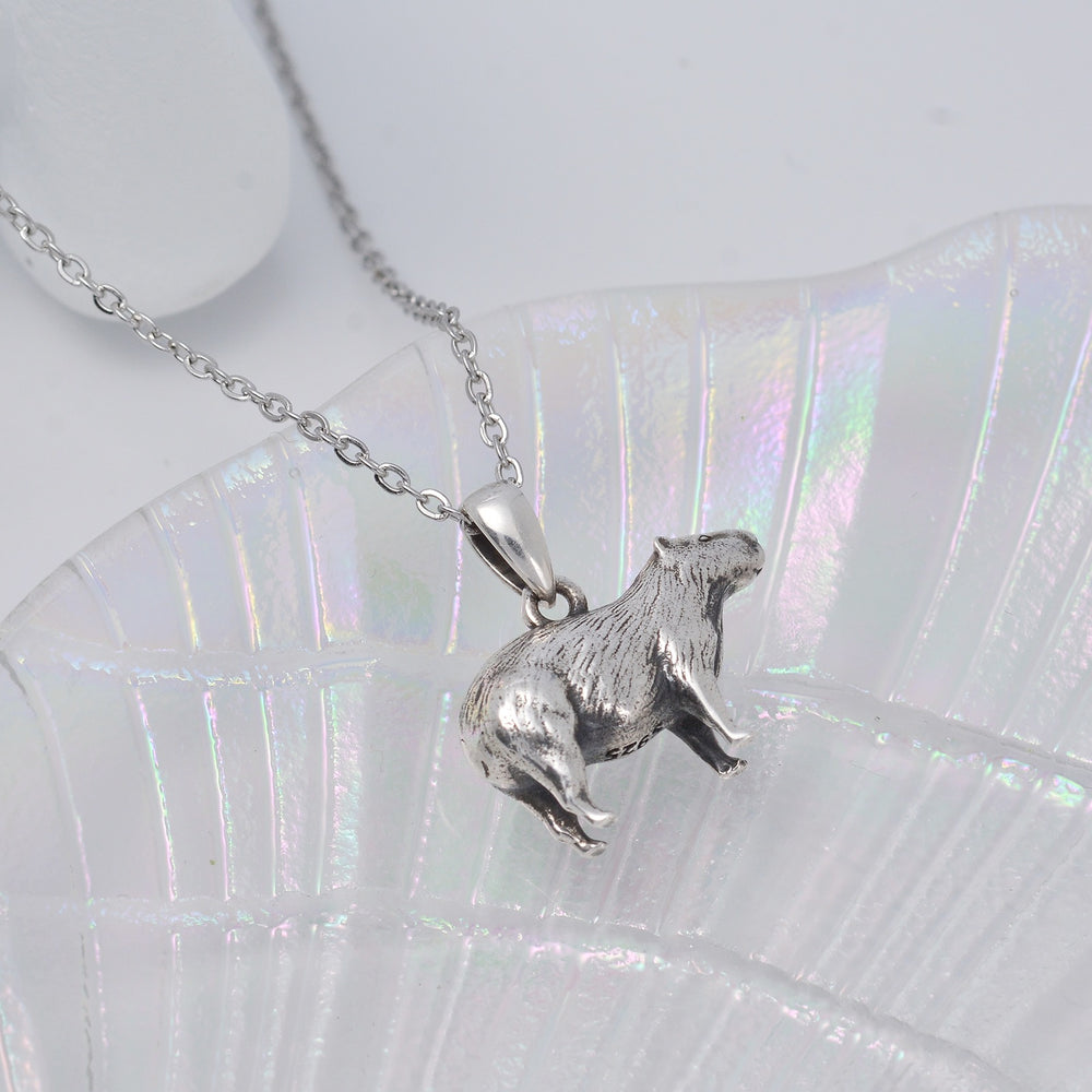 Collana Capybara In Argento 925 Per Donna – Gioiello Con Ciondolo Carino, Ipoallergenico, Catena Regolabile 45+5 Cm